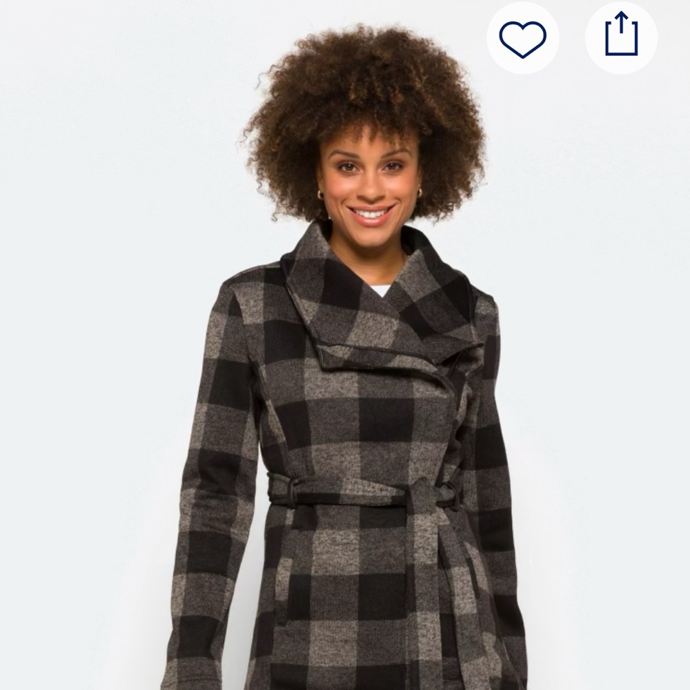 CoffeeShop Black and Gray Trench Coat with Asymmetrical Collar